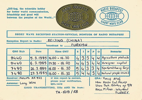 5-Pekin Radyosu için hazlanm dinleme raporu.1985.